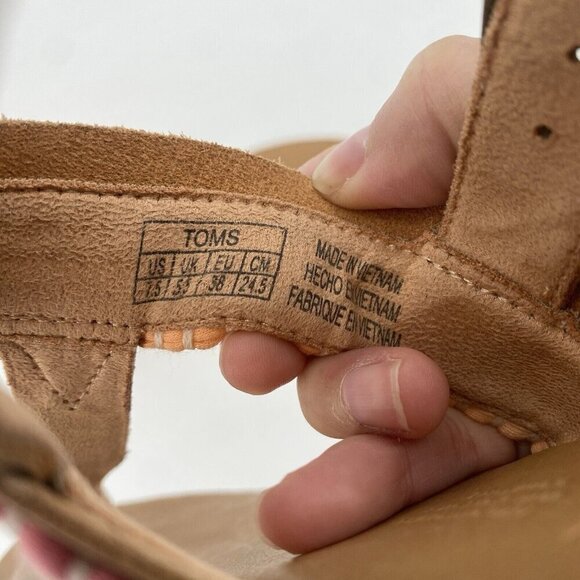 TOMS Womens Pink Beaded Embroidered Slip-On Bohemian Sandals Size 7.5 - Picture 7 of 8